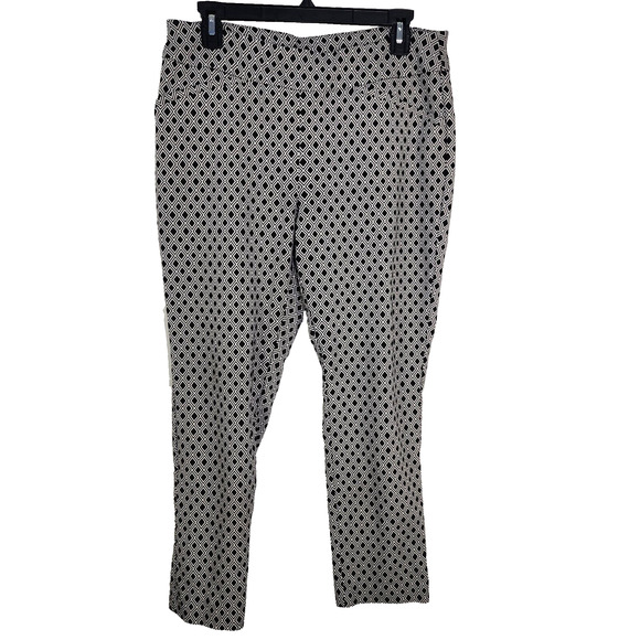 Chicos Fabulously Slimming Ankle Pants Women Size 1 US 8 Pull On Geometric Black - Picture 1 of 12